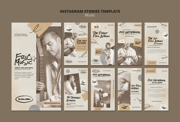 Projekt szablonu muzycznego opowiadań na Instagramie