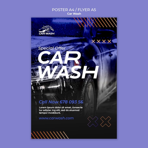 Bezpłatny plik PSD projekt szablonu myjni samochodowej