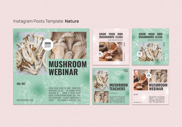 Bezpłatny plik PSD projekt szablonu natury grzybów