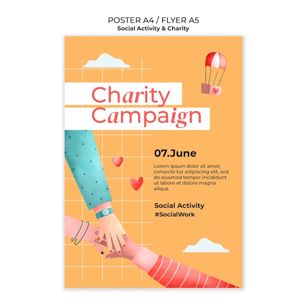 Bezpłatny plik PSD projekt szablonu organizacji charytatywnej