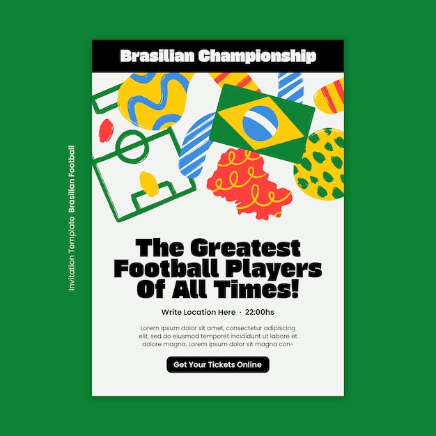 Bezpłatny plik PSD projekt szablonu piłki nożnej brazylijskiej