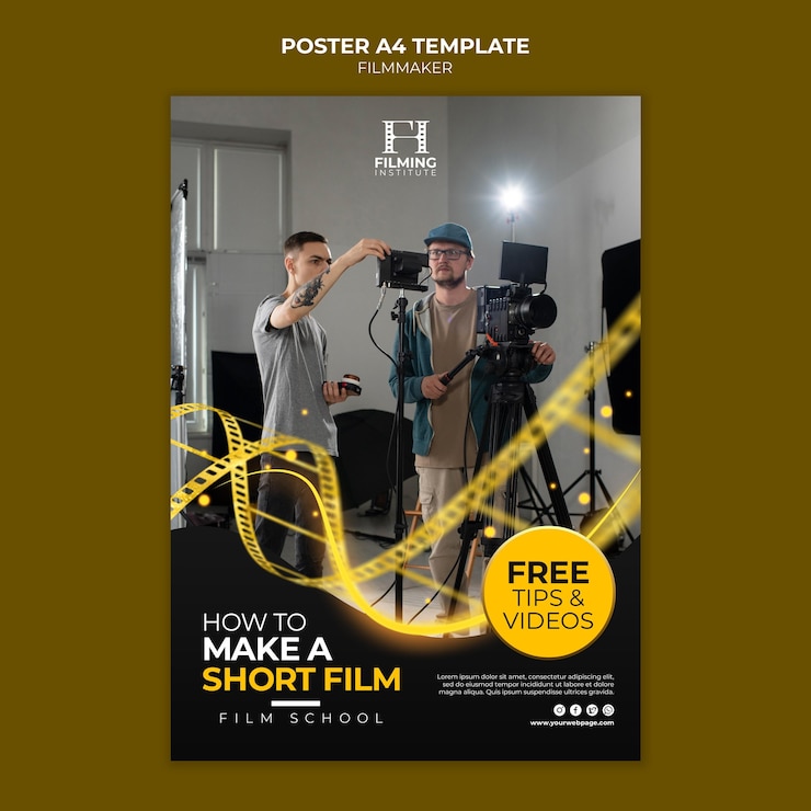 Bezpłatny plik PSD projekt szablonu plakatu filmowca