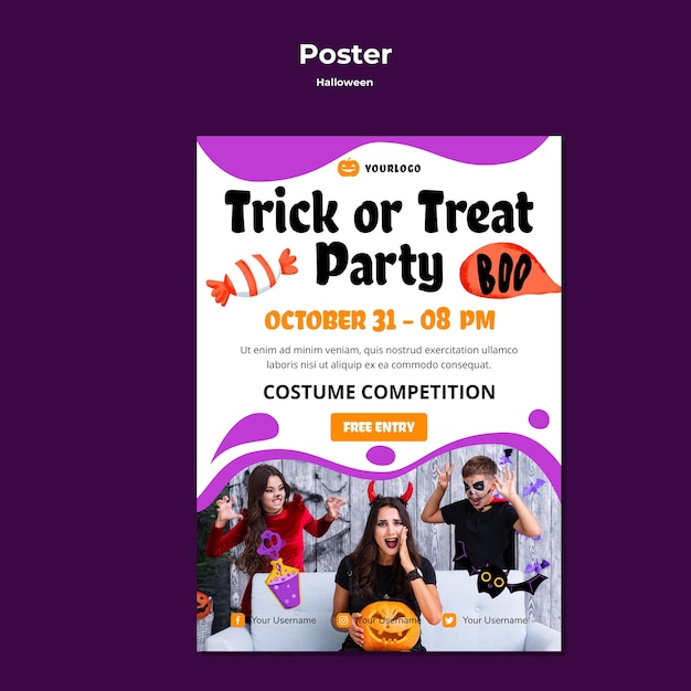 Bezpłatny plik PSD projekt szablonu plakatu halloween party