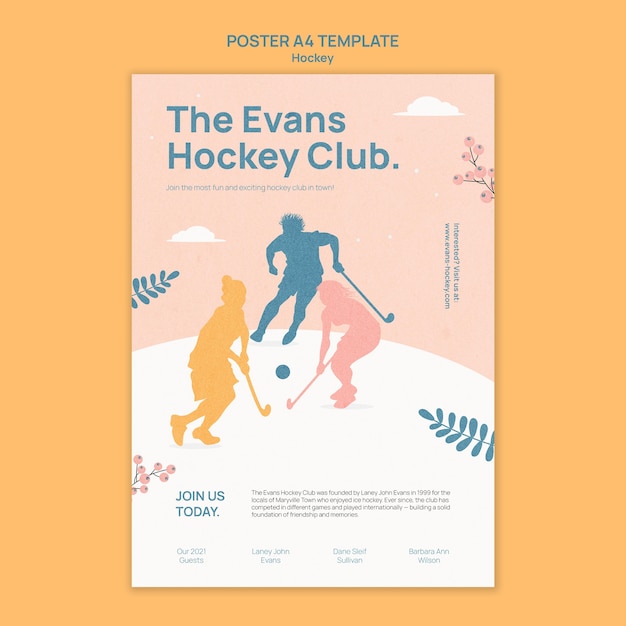 Bezpłatny plik PSD projekt szablonu plakatu hokejowego