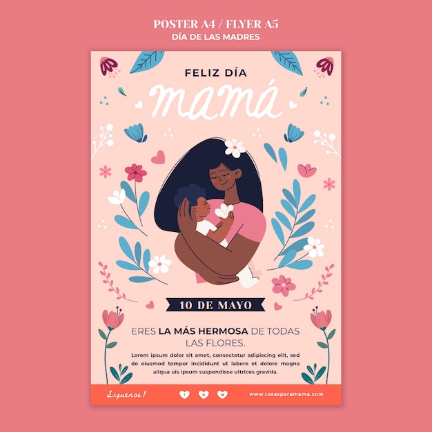 Bezpłatny plik PSD projekt szablonu plakatu na dzień matki