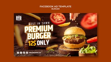 Bezpłatny plik PSD projekt szablonu reklamy burger na facebooku