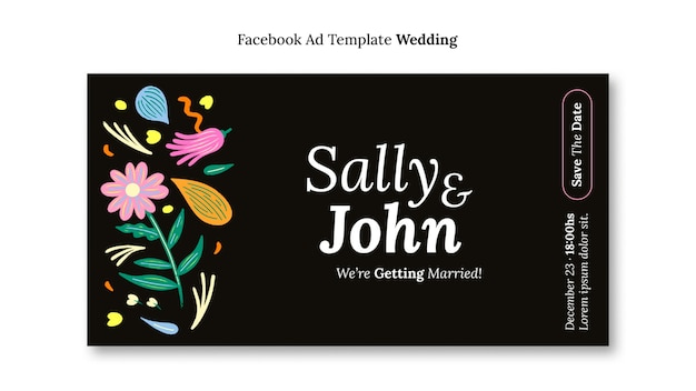 Bezpłatny plik PSD projekt szablonu reklamy na facebook kwiatowy ślub