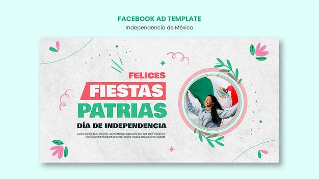 Bezpłatny plik PSD projekt szablonu reklamy na facebooku independencia de mexico