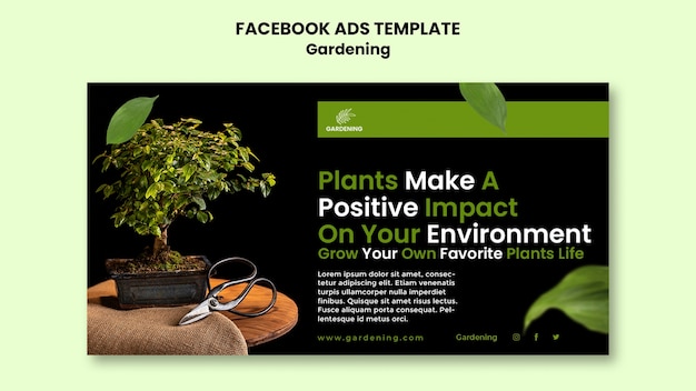 Bezpłatny plik PSD projekt szablonu reklamy ogrodniczej na facebooku