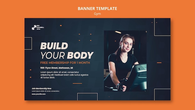 Bezpłatny plik PSD projekt szablonu siłowni na baner