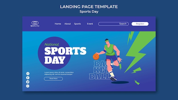 Bezpłatny plik PSD projekt szablonu strony docelowej dnia sportu