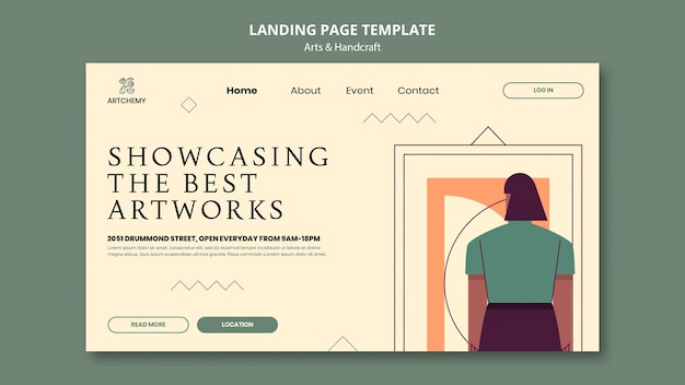 Bezpłatny plik PSD projekt szablonu strony docelowej sztuki i rzemiosła