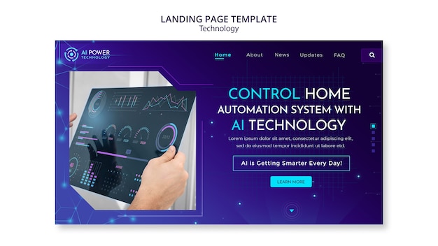 Bezpłatny plik PSD projekt szablonu strony docelowej technologii