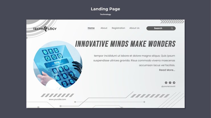 Bezpłatny plik PSD projekt szablonu strony docelowej technologii