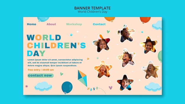 Bezpłatny plik PSD projekt szablonu światowego dnia dziecka