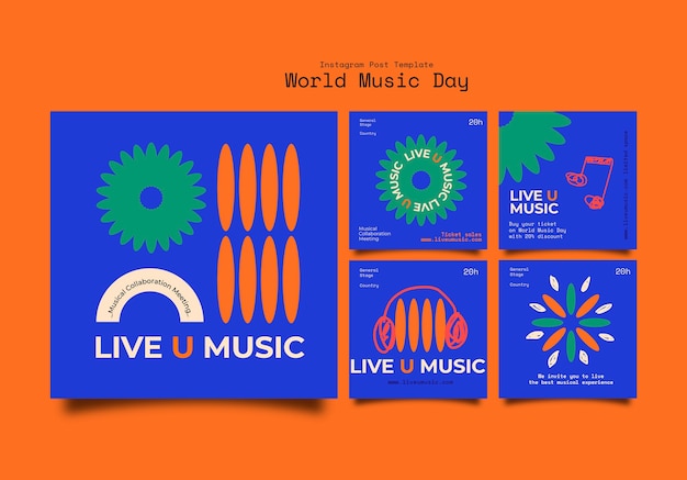 Bezpłatny plik PSD projekt szablonu światowego dnia muzyki