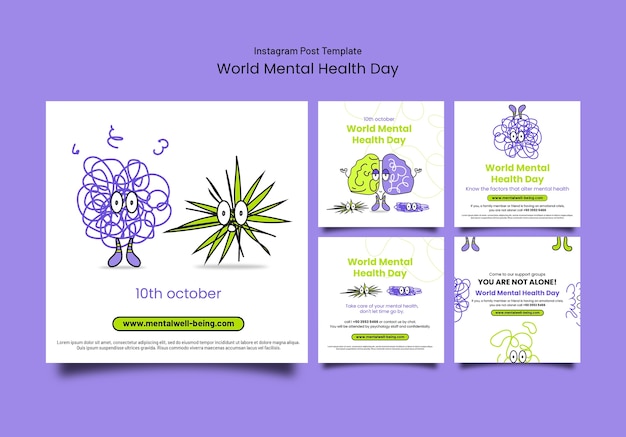 Bezpłatny plik PSD projekt szablonu światowego dnia zdrowia psychicznego