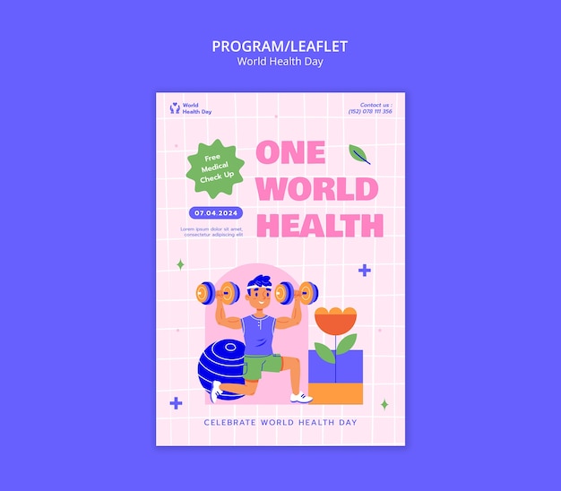 Bezpłatny plik PSD projekt szablonu światowego dnia zdrowia