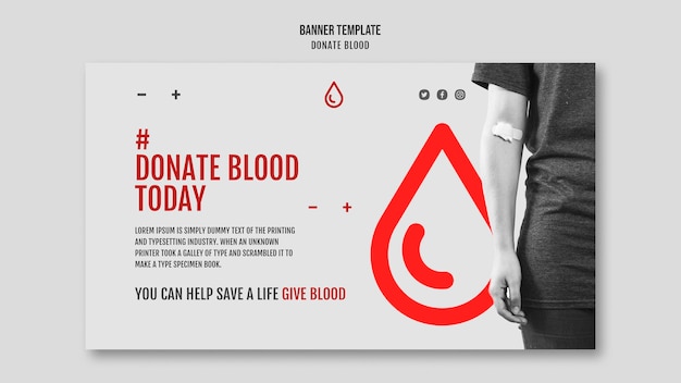 Bezpłatny plik PSD projekt transparentu kampanii oddawania krwi