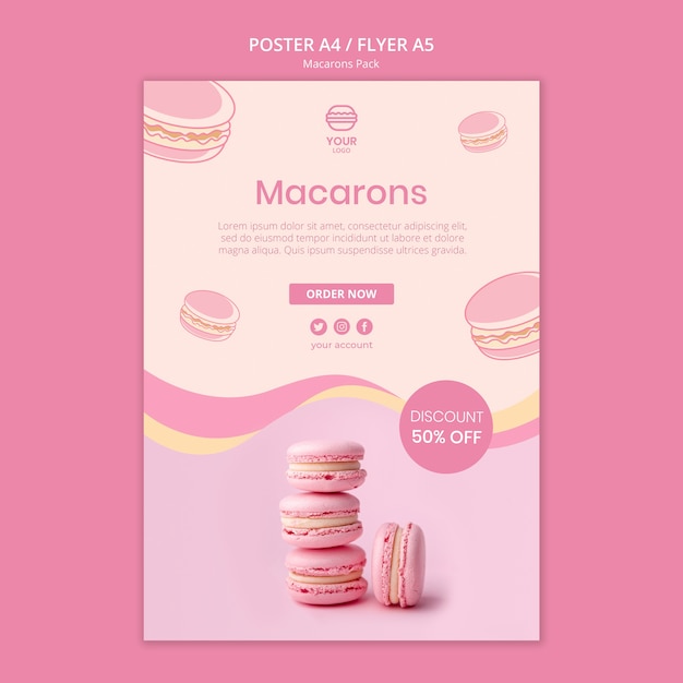 Bezpłatny plik PSD projekt ulotki macarons