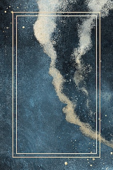 Prostokątna złota ramka na ciemnoniebieskim tle ilustracji z brokatem