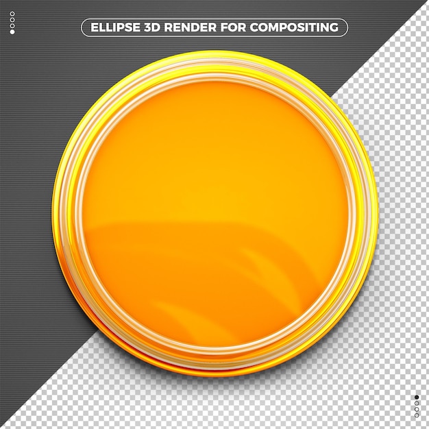 Przednia elipsa 3d renderowana na żółto do komponowania