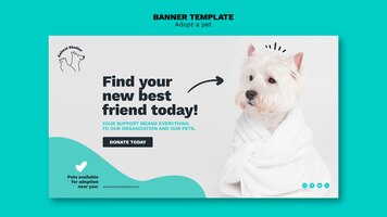 Bezpłatny plik PSD przyjmij szablon banera dla zwierząt domowych