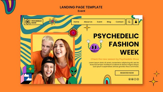 Psychodeliczna strona docelowa tygodnia mody
