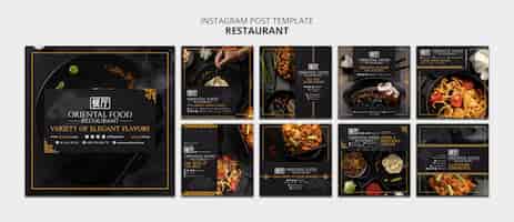 Bezpłatny plik PSD publikacje na instagramie restauracji z pysznym jedzeniem