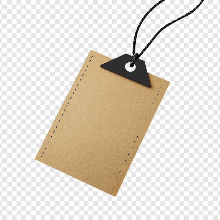 Bezpłatny plik PSD pusta etykieta z papieru kraft z czarną etykietą i sznurkiem gotowa do tekstu lub projektu