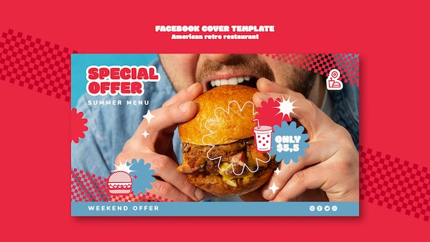 Bezpłatny plik PSD pyszne jedzenie szablon okładki facebooka