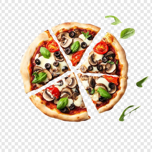 Pyszne plasterki pizzy z grzybami i oliwkami
