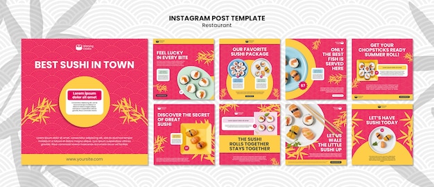 Bezpłatny plik PSD pyszne posty z restauracji z jedzeniem na instagramie