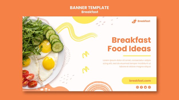 Bezpłatny plik PSD pyszne śniadanie poziomy baner