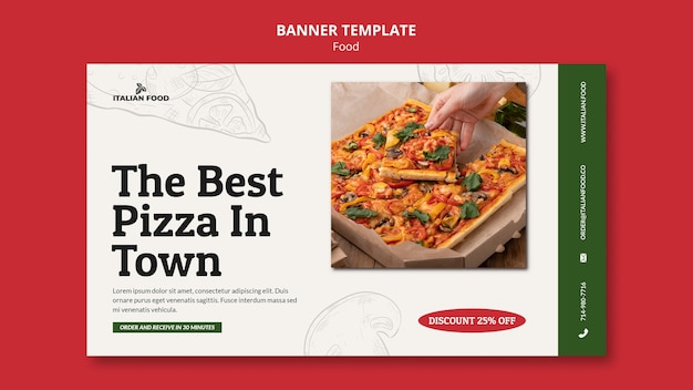 Bezpłatny plik PSD pyszny szablon banera pizzy