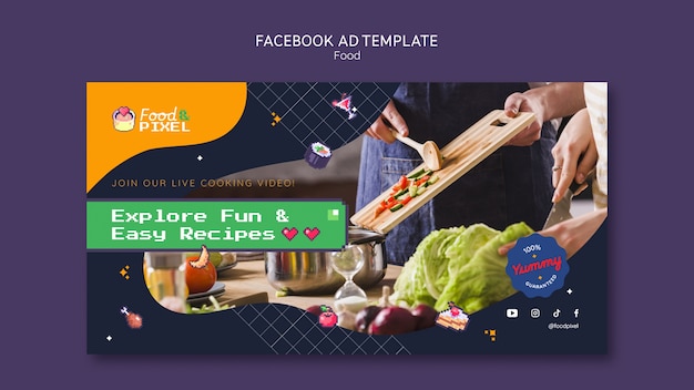 Bezpłatny plik PSD pyszny szablon facebooka z jedzeniem