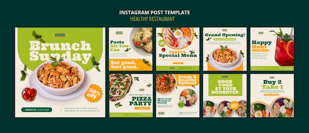 Bezpłatny plik PSD pyszny zestaw postów z restauracji z jedzeniem