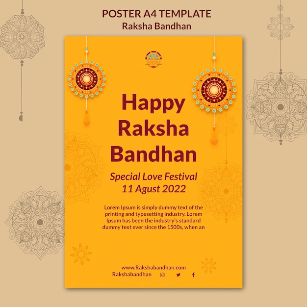 Bezpłatny plik PSD raksha bandhan celebracja pionowy plakat szablon