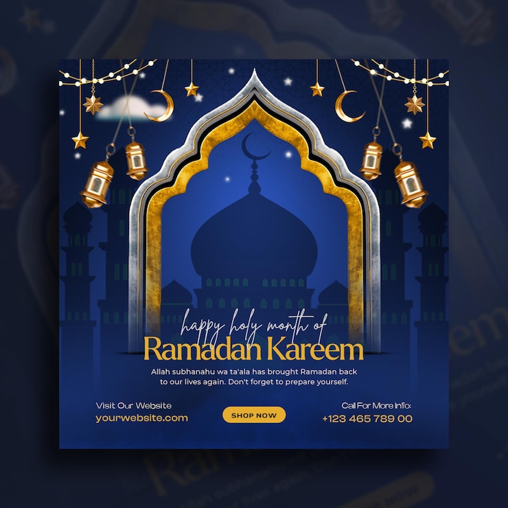 Bezpłatny plik PSD ramadan kareem islamic festival social media post design template (szablon projektowania postów w mediach społecznościowych)