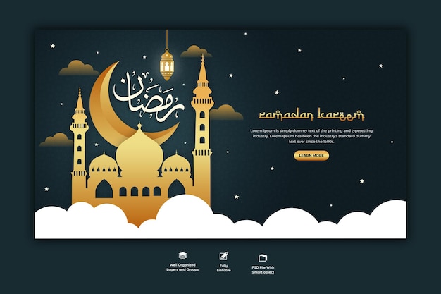Ramadan Kareem tradycyjny islamski festiwal religijny baner internetowy