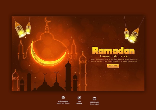 Ramadan Kareem Tradycyjny Islamski Festiwal Religijny Baner Internetowy