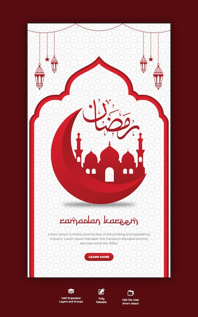 Bezpłatny plik PSD ramadan kareem tradycyjny islamski festiwal religijny historia instagram