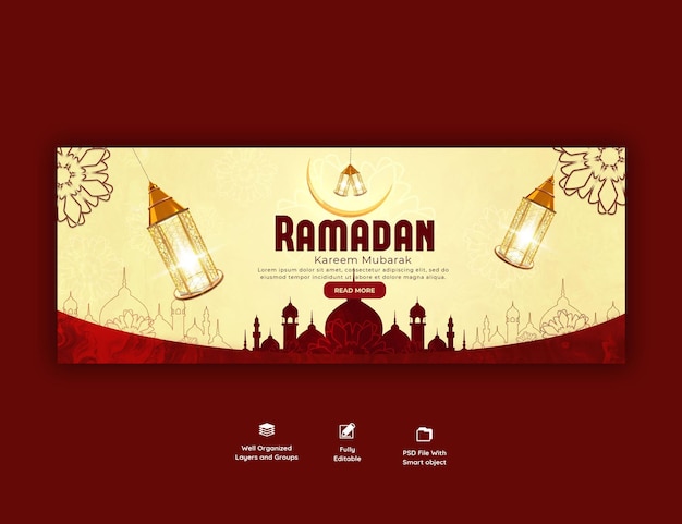 Bezpłatny plik PSD ramadan kareem tradycyjny islamski festiwal religijny na facebooku