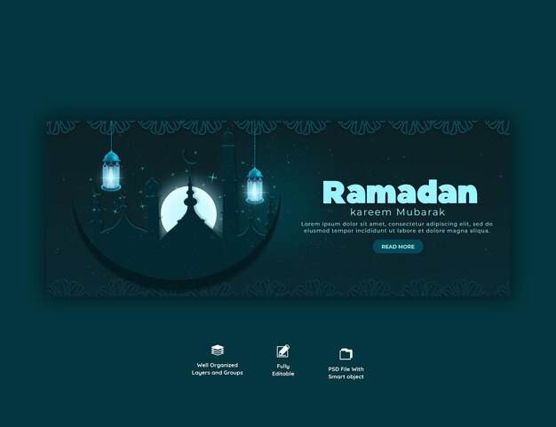 Bezpłatny plik PSD ramadan kareem tradycyjny islamski festiwal religijny na facebooku