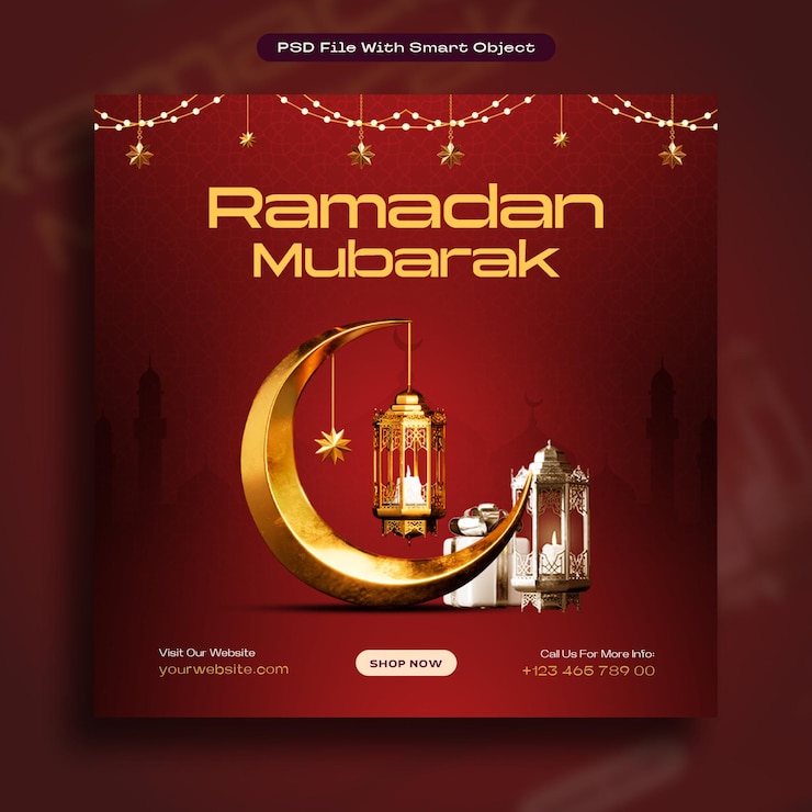 Bezpłatny plik PSD ramadan mubarak social media post design szablon
