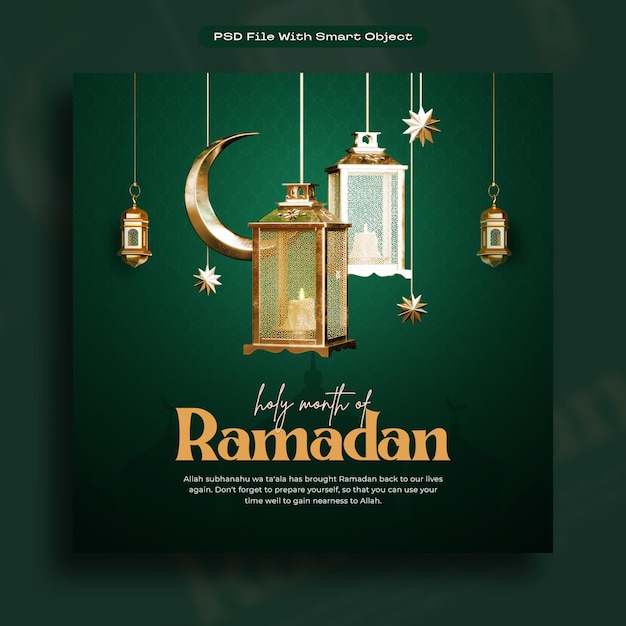 Bezpłatny plik PSD ramadan mubarak social media post design szablon