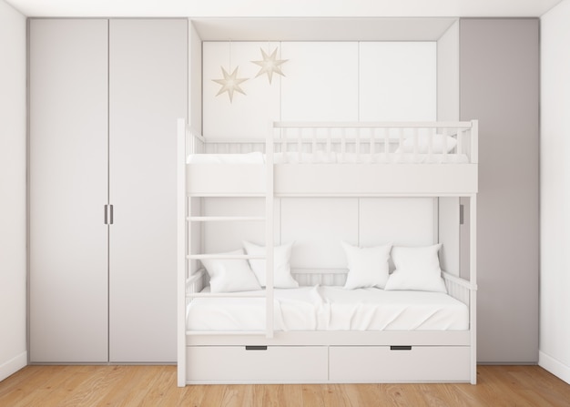 realistyczna dziecięca sypialnia z łóżkiem piętrowym
