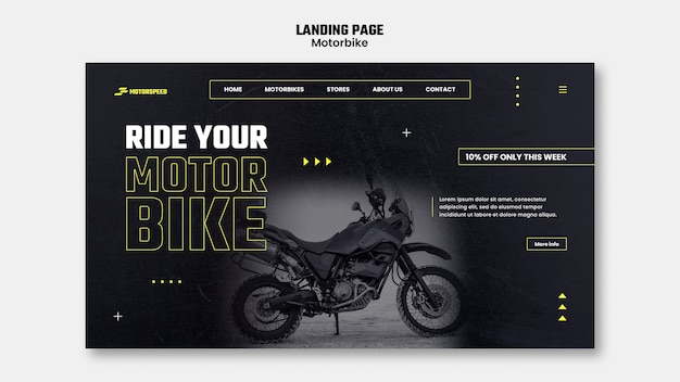 Realistyczna strona docelowa biznesu motocyklowego