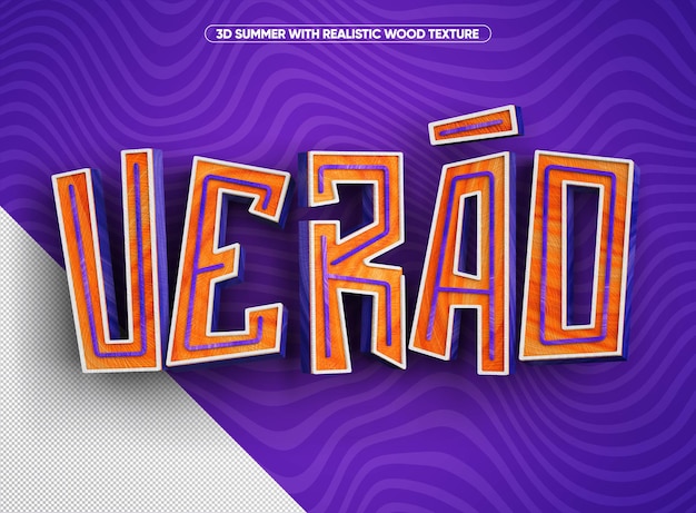 Realistyczne pomarańczowe i liliowe drewniane letnie logo 3d