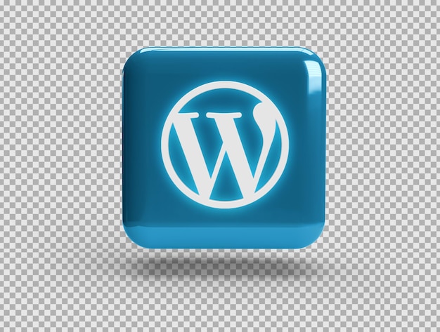 Bezpłatny plik PSD realistyczny kwadrat 3d z logo wordpress